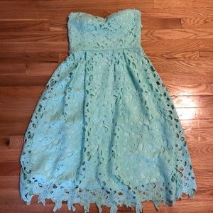 Strapless Teal Dress